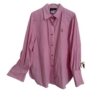 Bob Mackie Wearable Art Button Up Shirt top Pink Gold Embroidered Size 1X